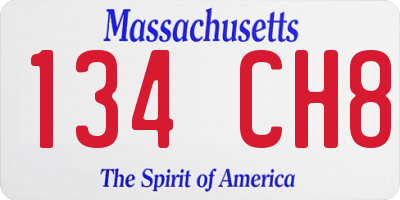 MA license plate 134CH8