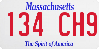 MA license plate 134CH9