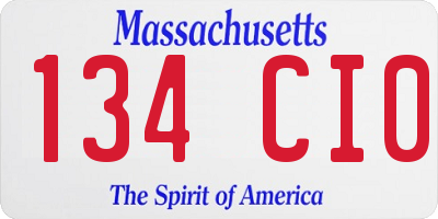 MA license plate 134CI0