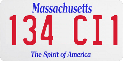 MA license plate 134CI1