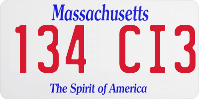 MA license plate 134CI3