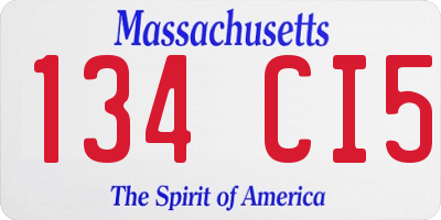 MA license plate 134CI5