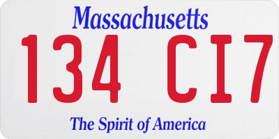 MA license plate 134CI7