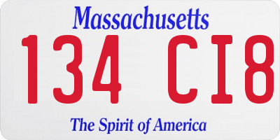 MA license plate 134CI8