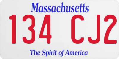 MA license plate 134CJ2