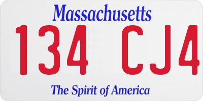 MA license plate 134CJ4