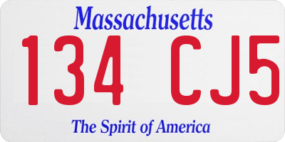 MA license plate 134CJ5