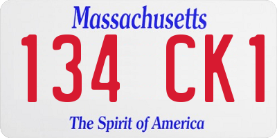 MA license plate 134CK1