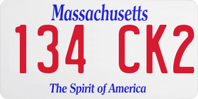 MA license plate 134CK2