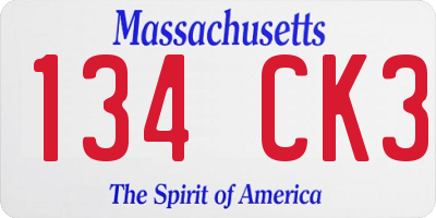 MA license plate 134CK3