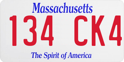 MA license plate 134CK4