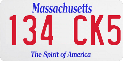 MA license plate 134CK5