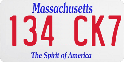 MA license plate 134CK7