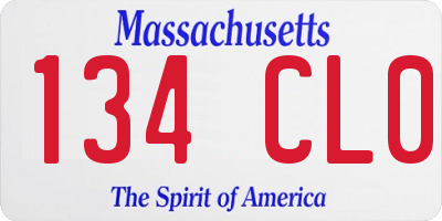 MA license plate 134CL0