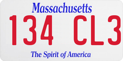 MA license plate 134CL3