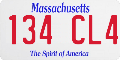 MA license plate 134CL4