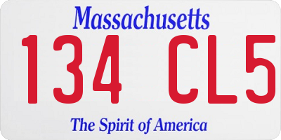 MA license plate 134CL5