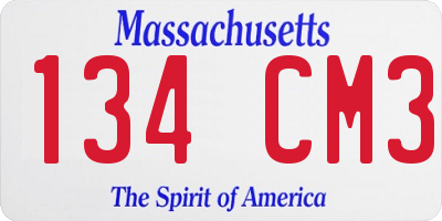 MA license plate 134CM3