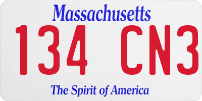 MA license plate 134CN3