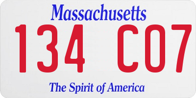 MA license plate 134CO7