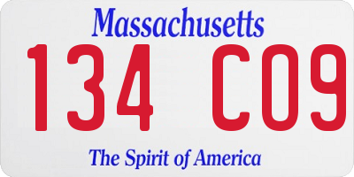 MA license plate 134CO9