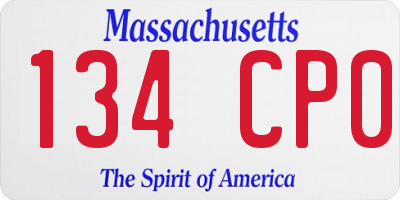 MA license plate 134CP0