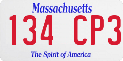 MA license plate 134CP3