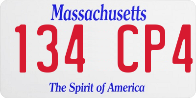MA license plate 134CP4