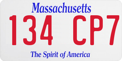 MA license plate 134CP7