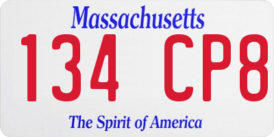 MA license plate 134CP8