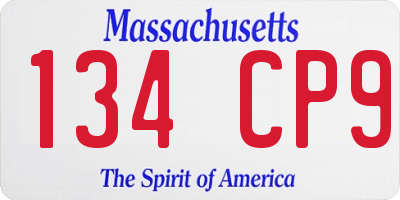 MA license plate 134CP9