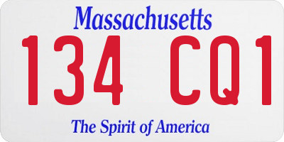 MA license plate 134CQ1