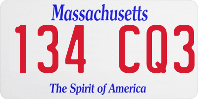 MA license plate 134CQ3