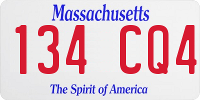 MA license plate 134CQ4