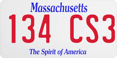 MA license plate 134CS3