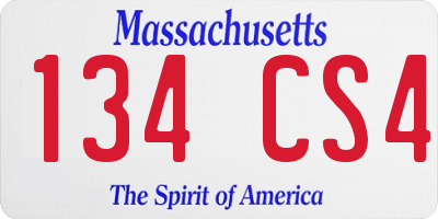 MA license plate 134CS4