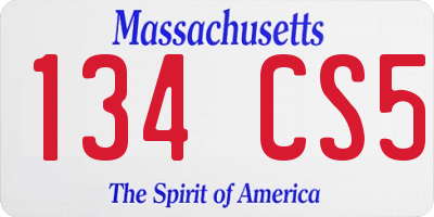 MA license plate 134CS5