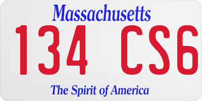 MA license plate 134CS6