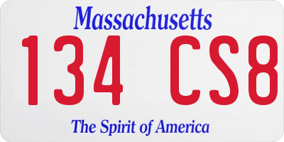 MA license plate 134CS8