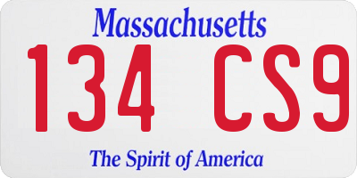 MA license plate 134CS9