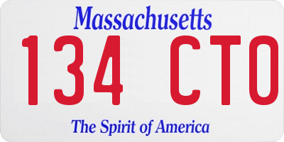 MA license plate 134CT0