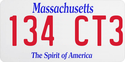 MA license plate 134CT3