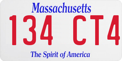 MA license plate 134CT4