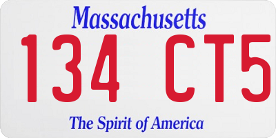 MA license plate 134CT5