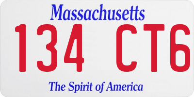 MA license plate 134CT6