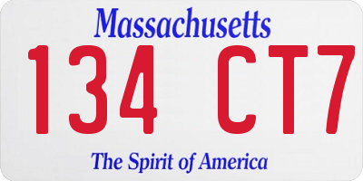 MA license plate 134CT7