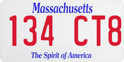 MA license plate 134CT8