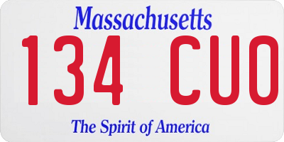 MA license plate 134CU0