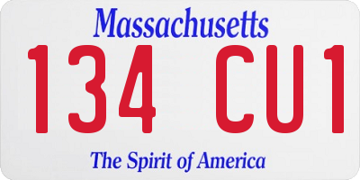 MA license plate 134CU1