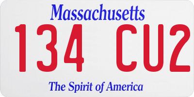 MA license plate 134CU2